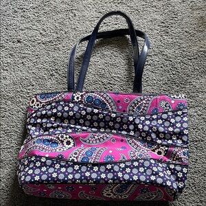 Vera Bradley Pink and Navy Paisley Tote